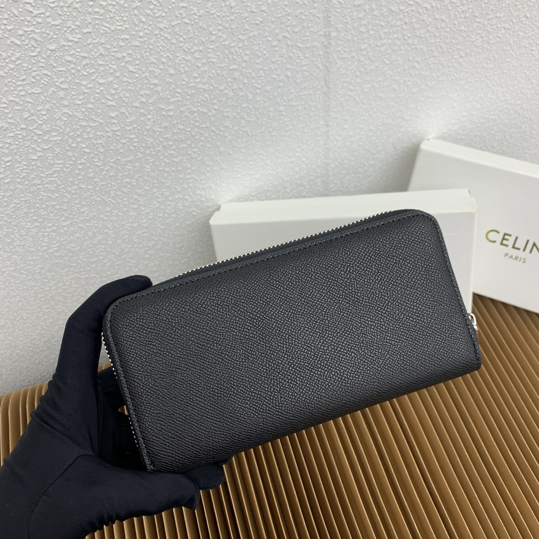 Celine Black Calfskin Large Zip Wallet - Image 4