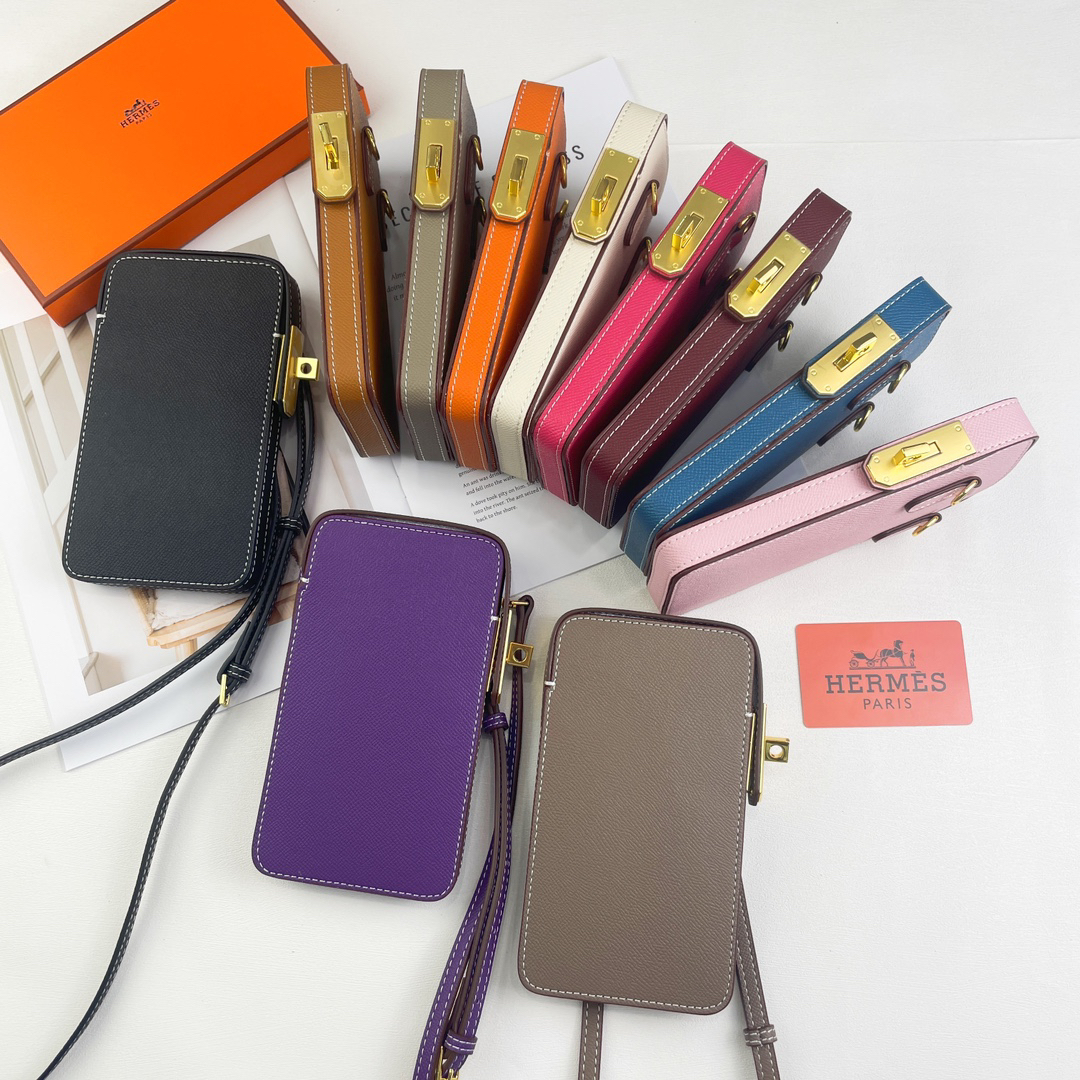 Hermès Hac a Box Tadelakt Calfskin Phone Case with Adjustable Shoulder Strap - Image 4