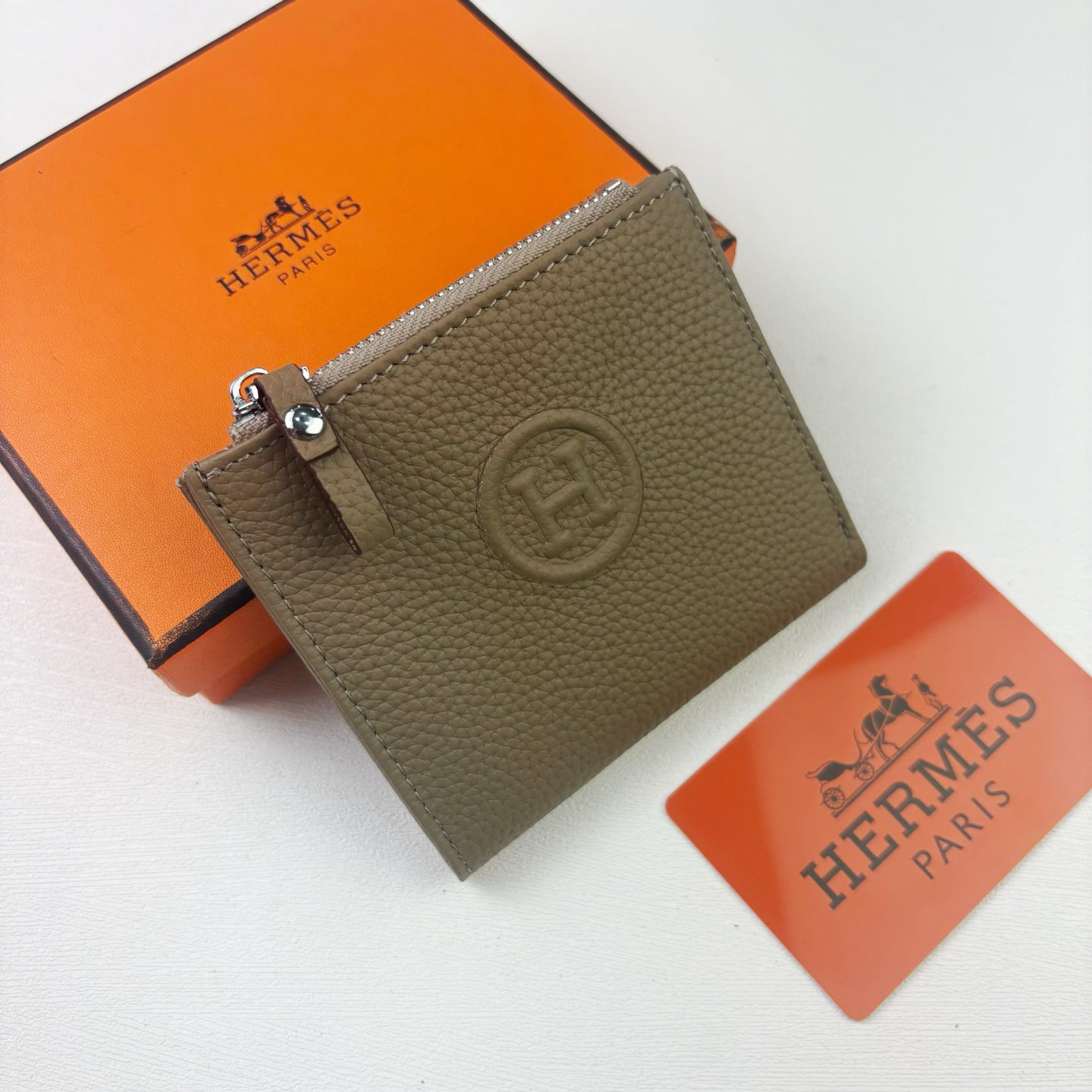 Hermes Silk'in Togo Leather Women's Compact Wallet - Image 4