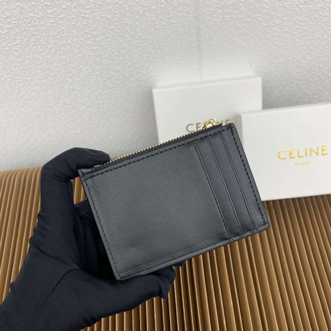 Celine Triomphe Leather Zip Card Holder - Image 4