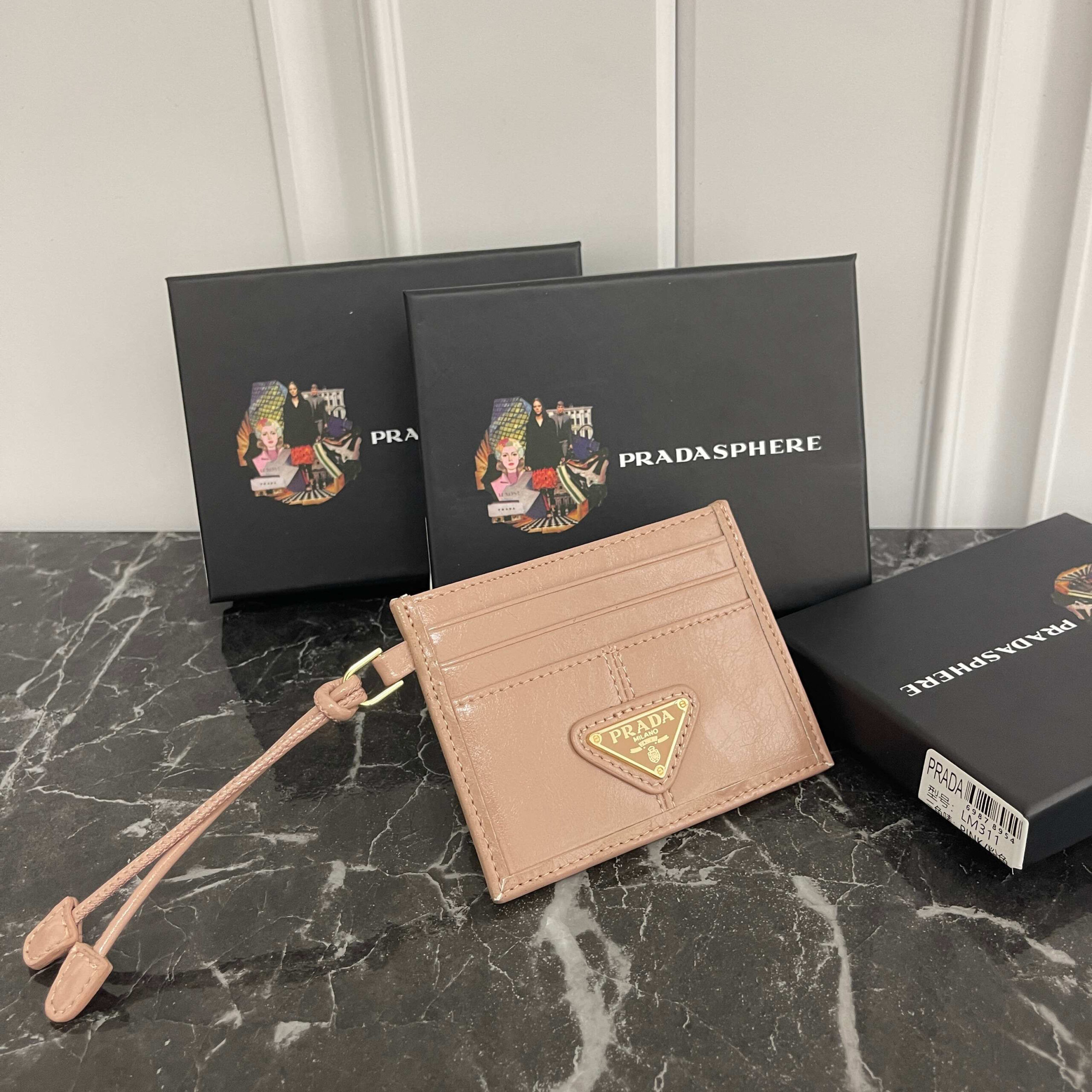 Prada Oiled Leather Card Holder with Triangular Logo - Image 4