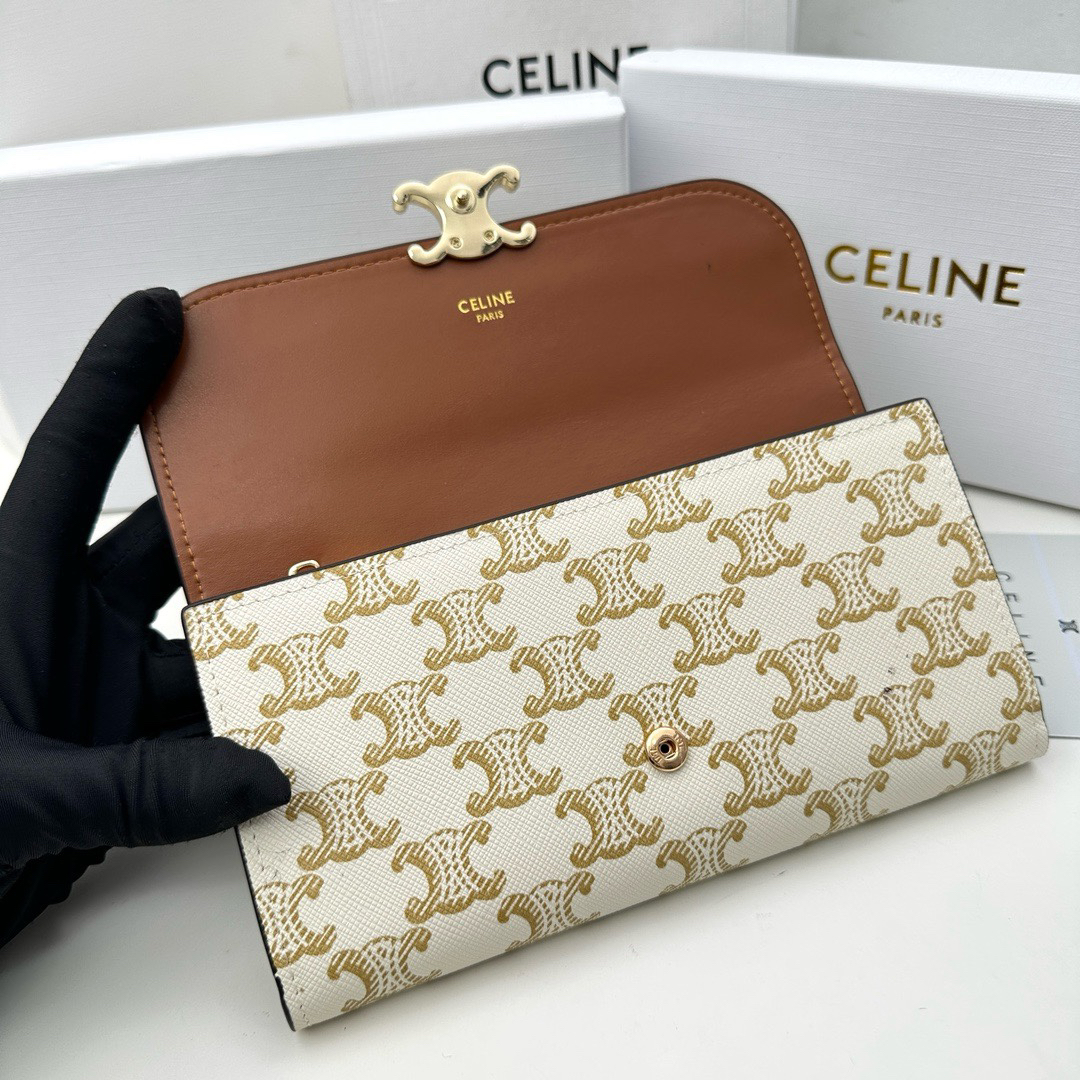Celine White Printed Leather Wallet - Image 4