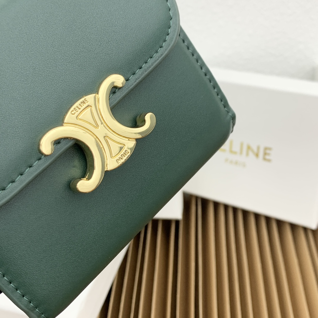 CELINE Small Glossy Lambskin Leather Flap Wallet - Image 4
