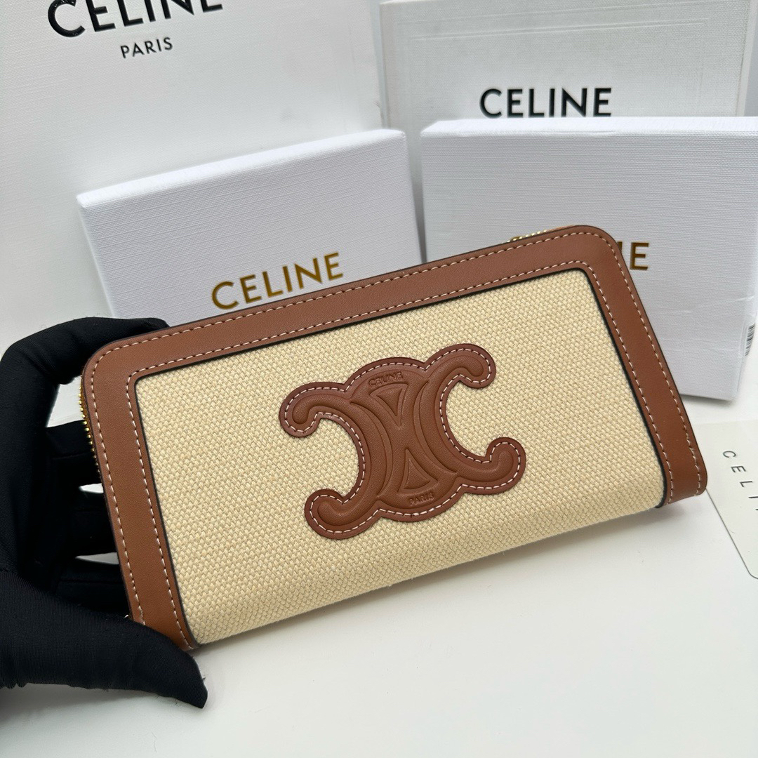 Celine Triomphe Cuir Large-Zip Wallet - Image 4