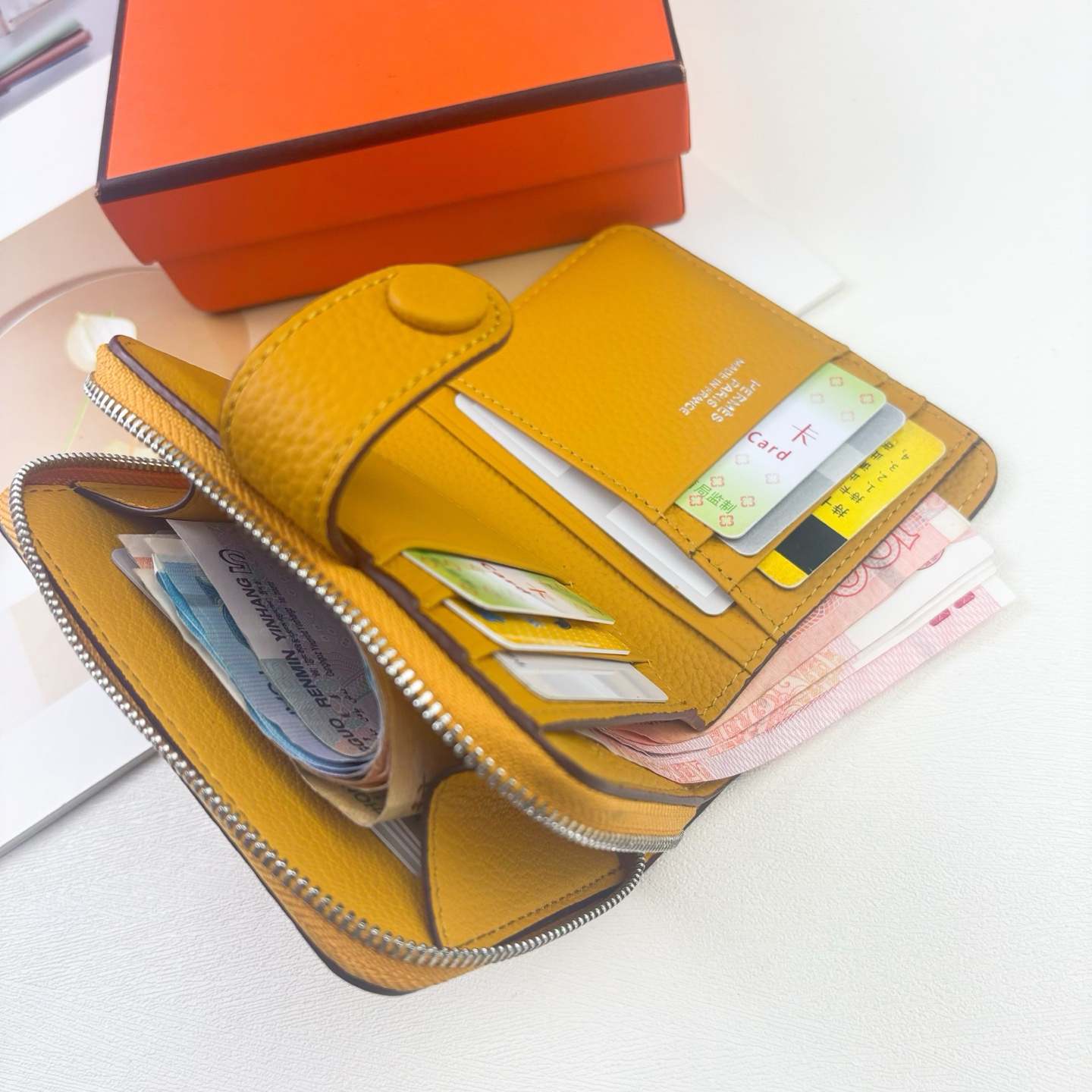 Hermes Silk'in Togo Leather Compact Wallet - Image 4