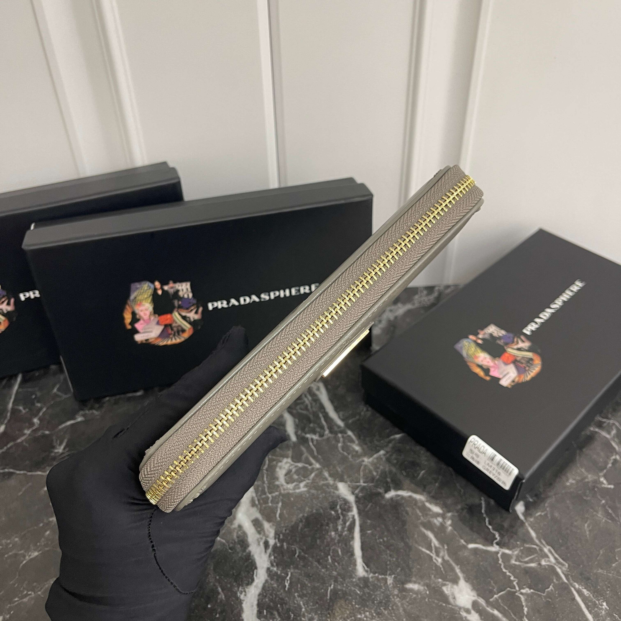 Prada Oil-Waxed Leather Wallet with Metal Triangle Logo - Image 4