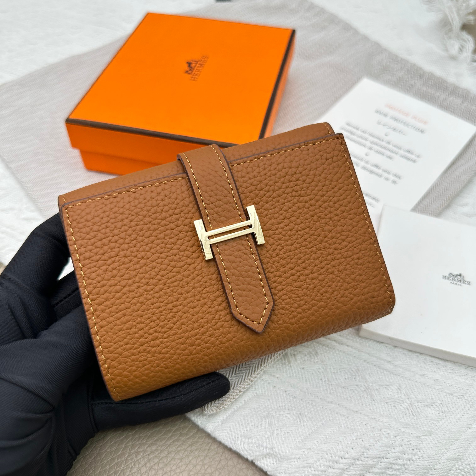 Hermès Togo Leather Trifold Wallet - Image 4