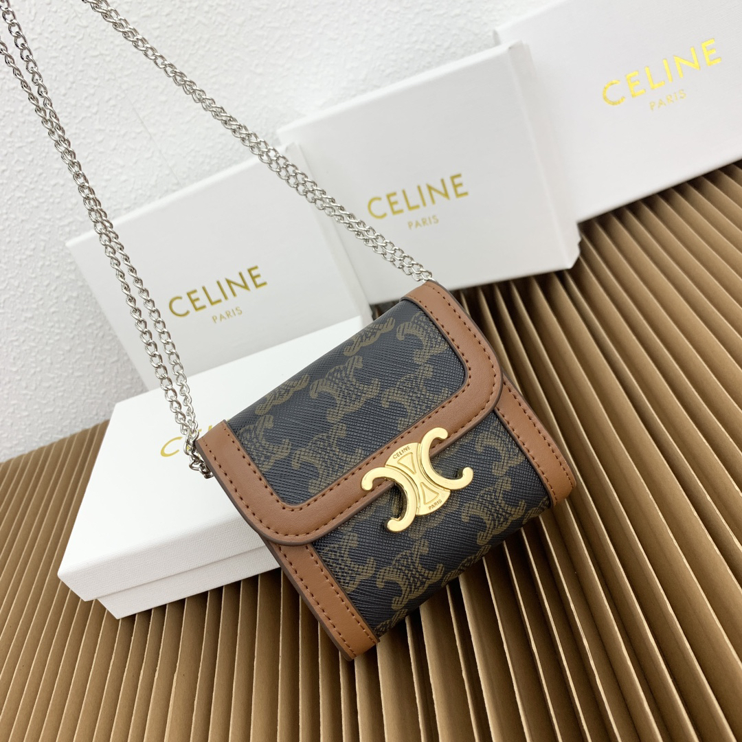 Celine Triomphe Small Embroidered Textile Wallet - Image 4