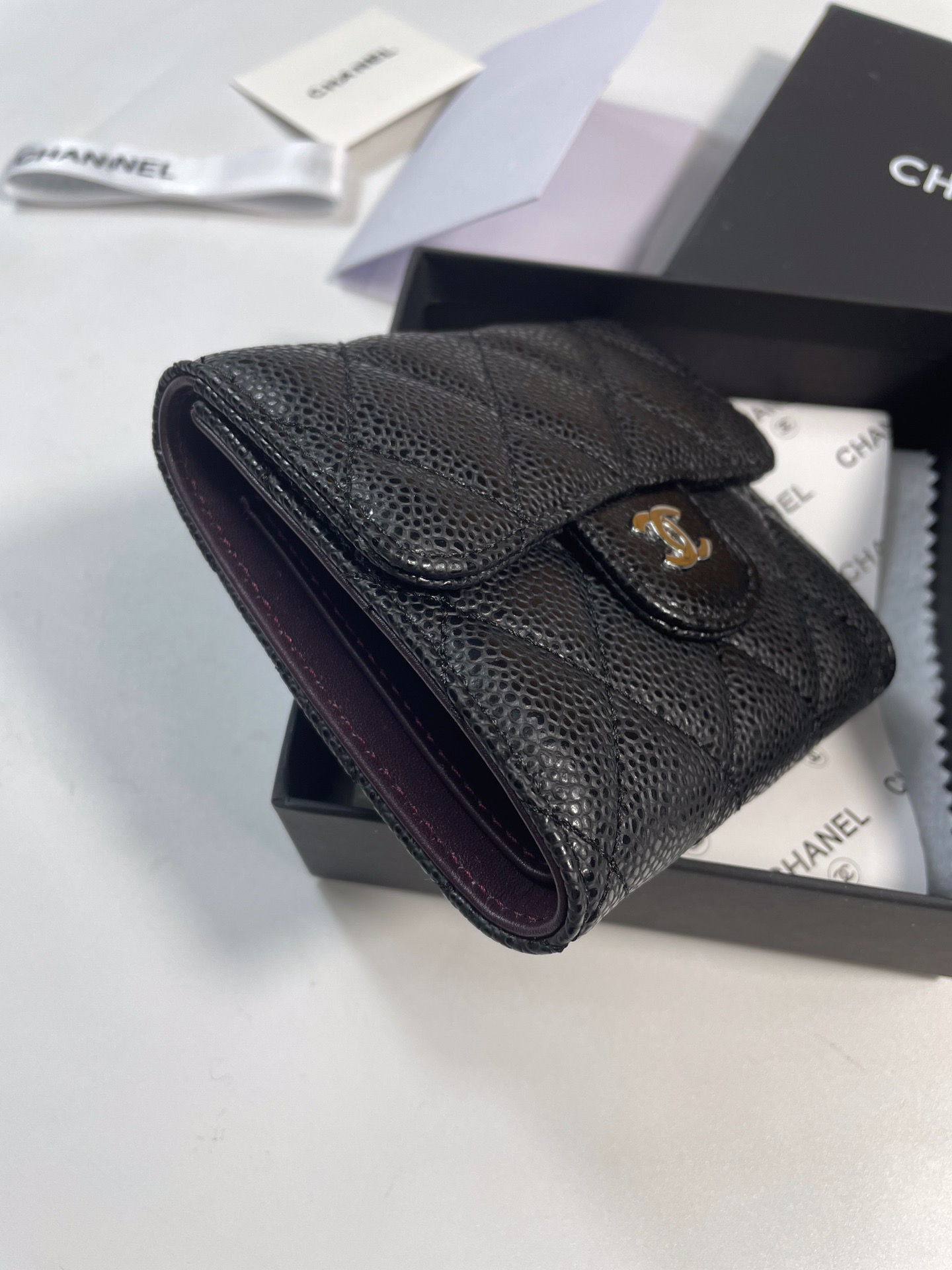 Chanel Classic Caviar Leather Wallet - Image 4