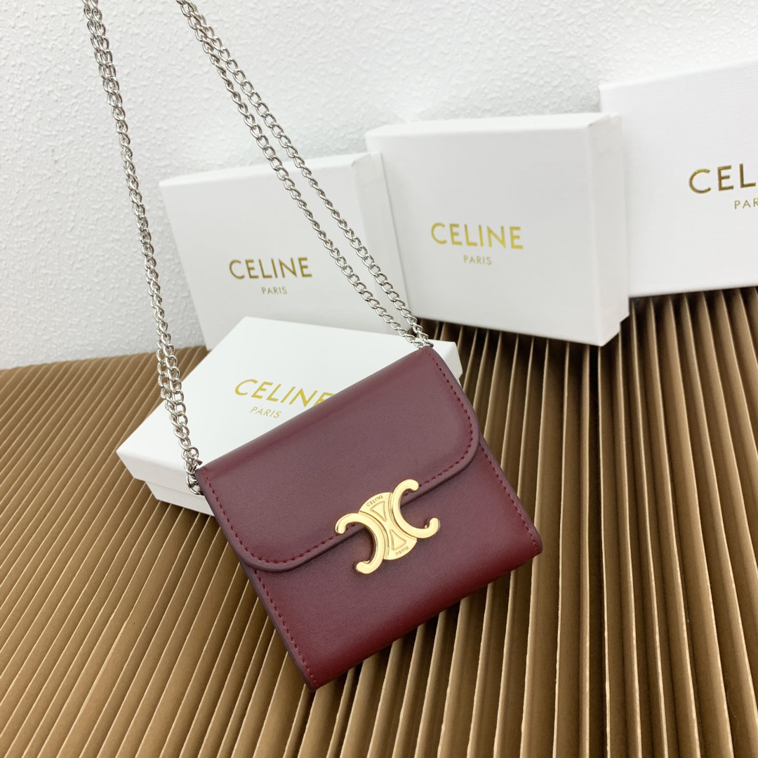 CELINE Small Triomphe Leather Fold-Over Coin Purse - Image 4