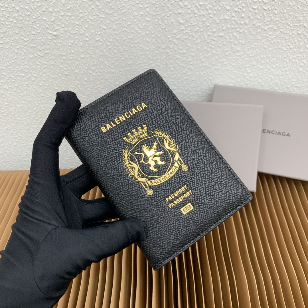 Balenciaga Black Soft Textured Calfskin Passport Holder - Image 4