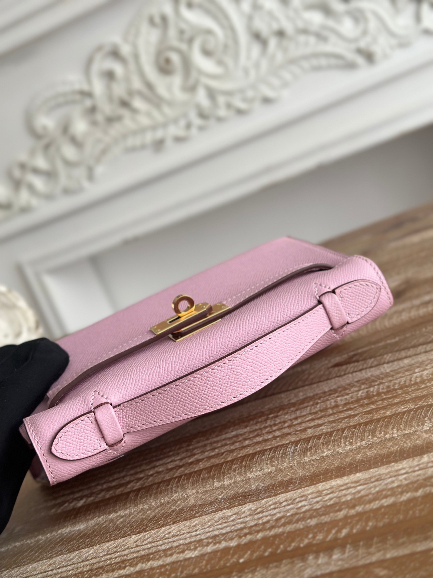 Hermes Kelly Mini Pochette Handbag in Purple Epsom Leather - Image 4