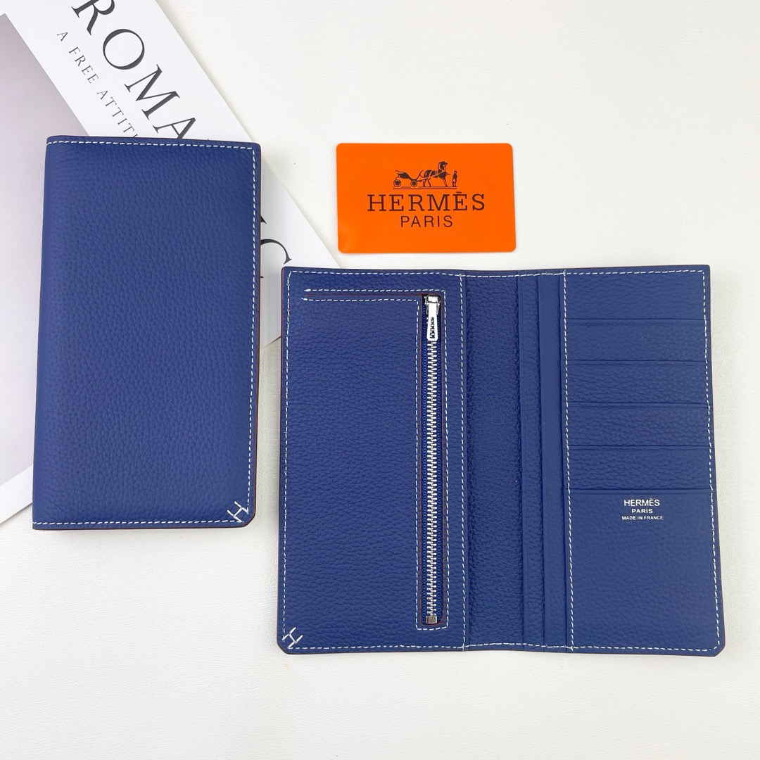 Hermès Evercolor Calfskin Long Wallet with Contrasting Horse Saddle Stitching - Image 4