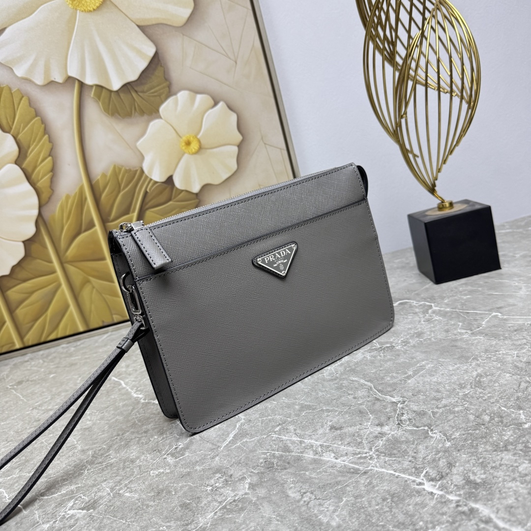 Men's Gray Saffiano Leather Handbag 2VF032 - Image 4