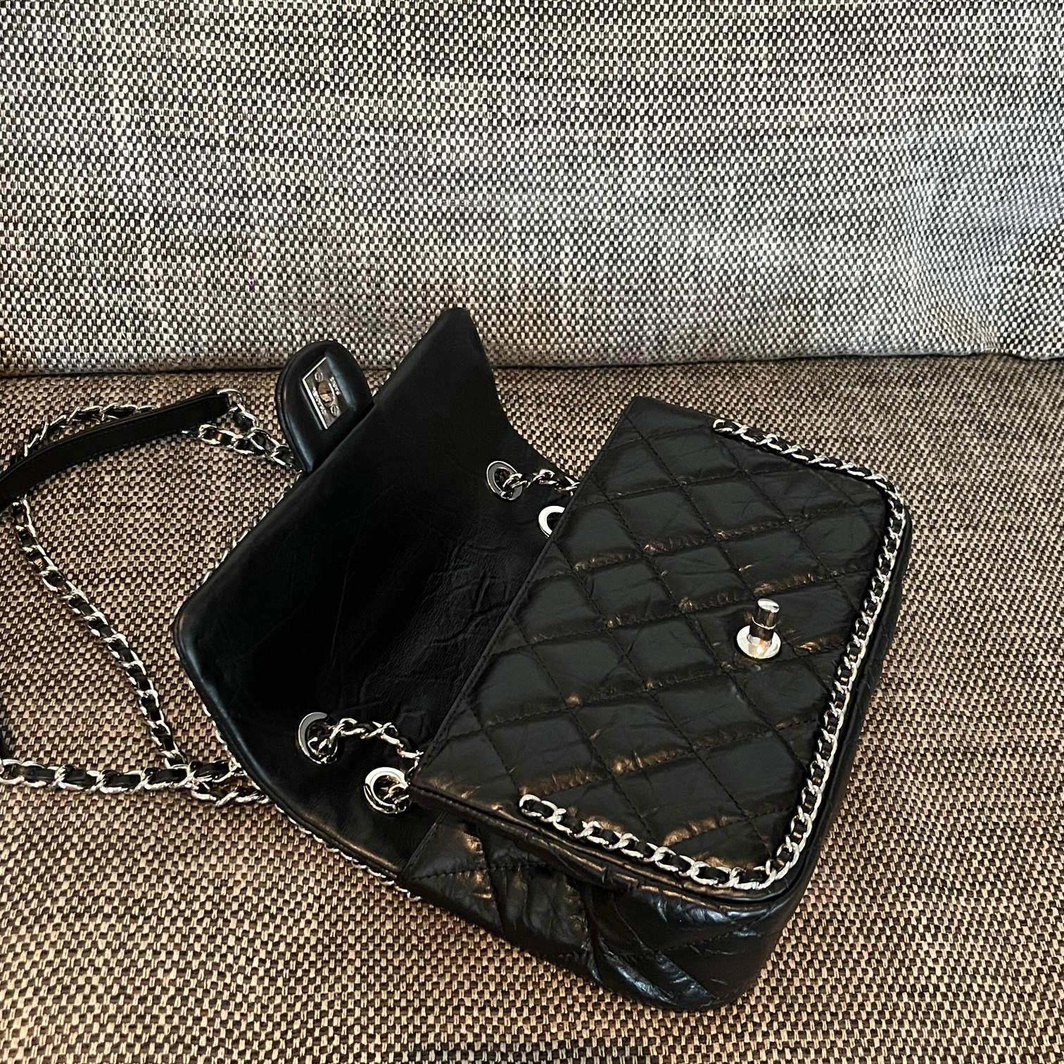 CHANEL Silver-Tone Rolled-Edge Chain CF Crossbody Bag - Image 5
