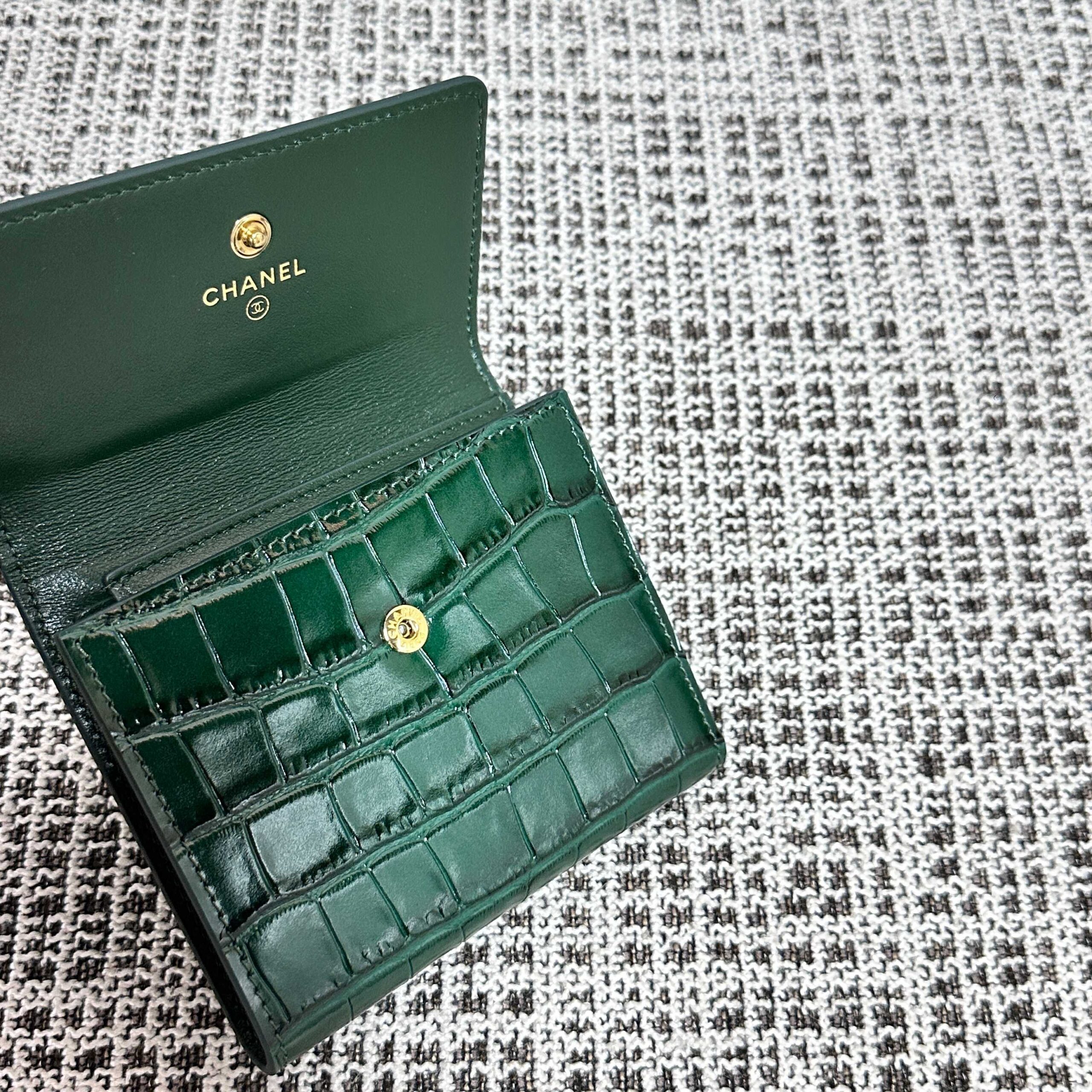 CHANEL Crocodile-Embossed Tri-Fold Wallet - Image 5