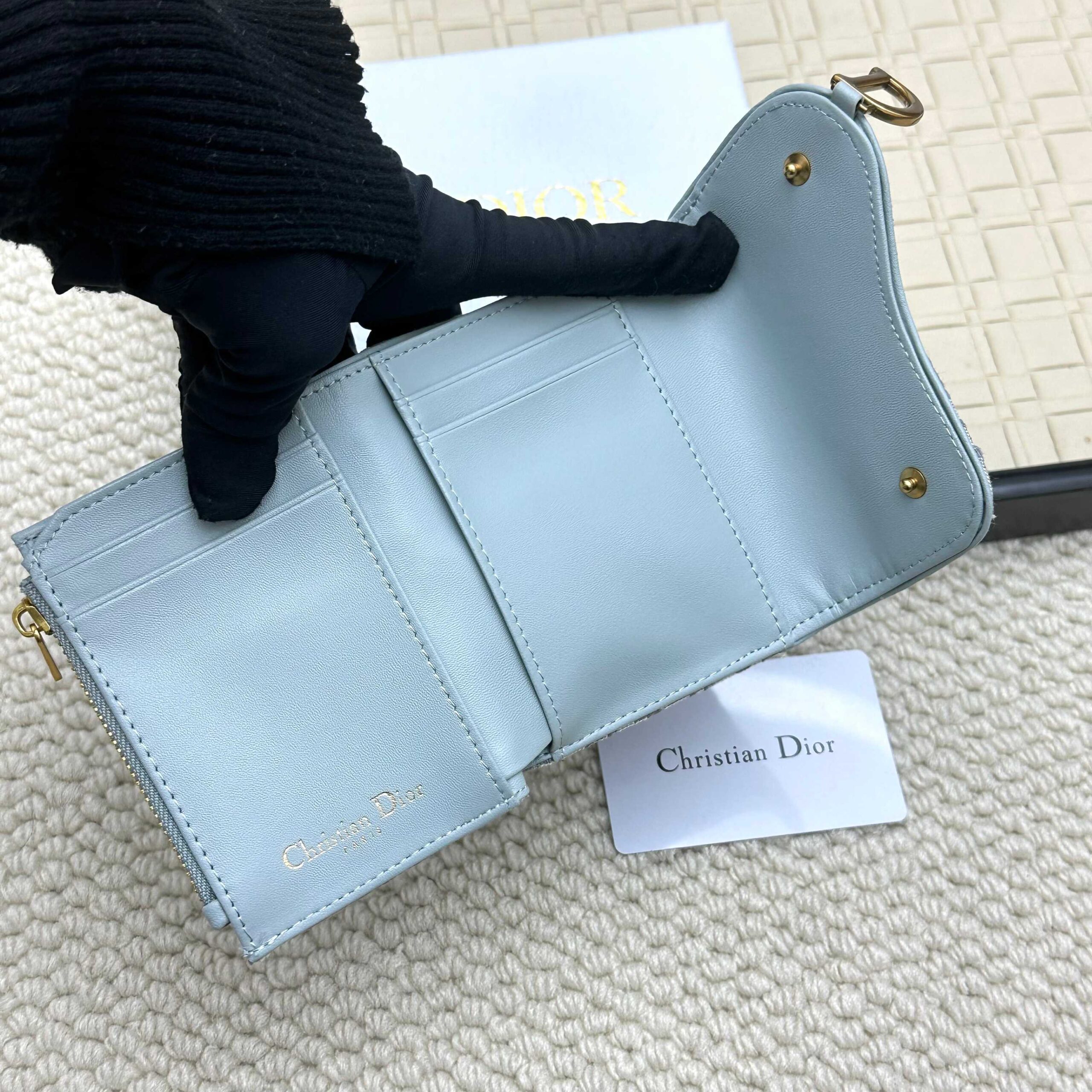 Dior Saddle Lotus Oblique Trifold Wallet - Image 5