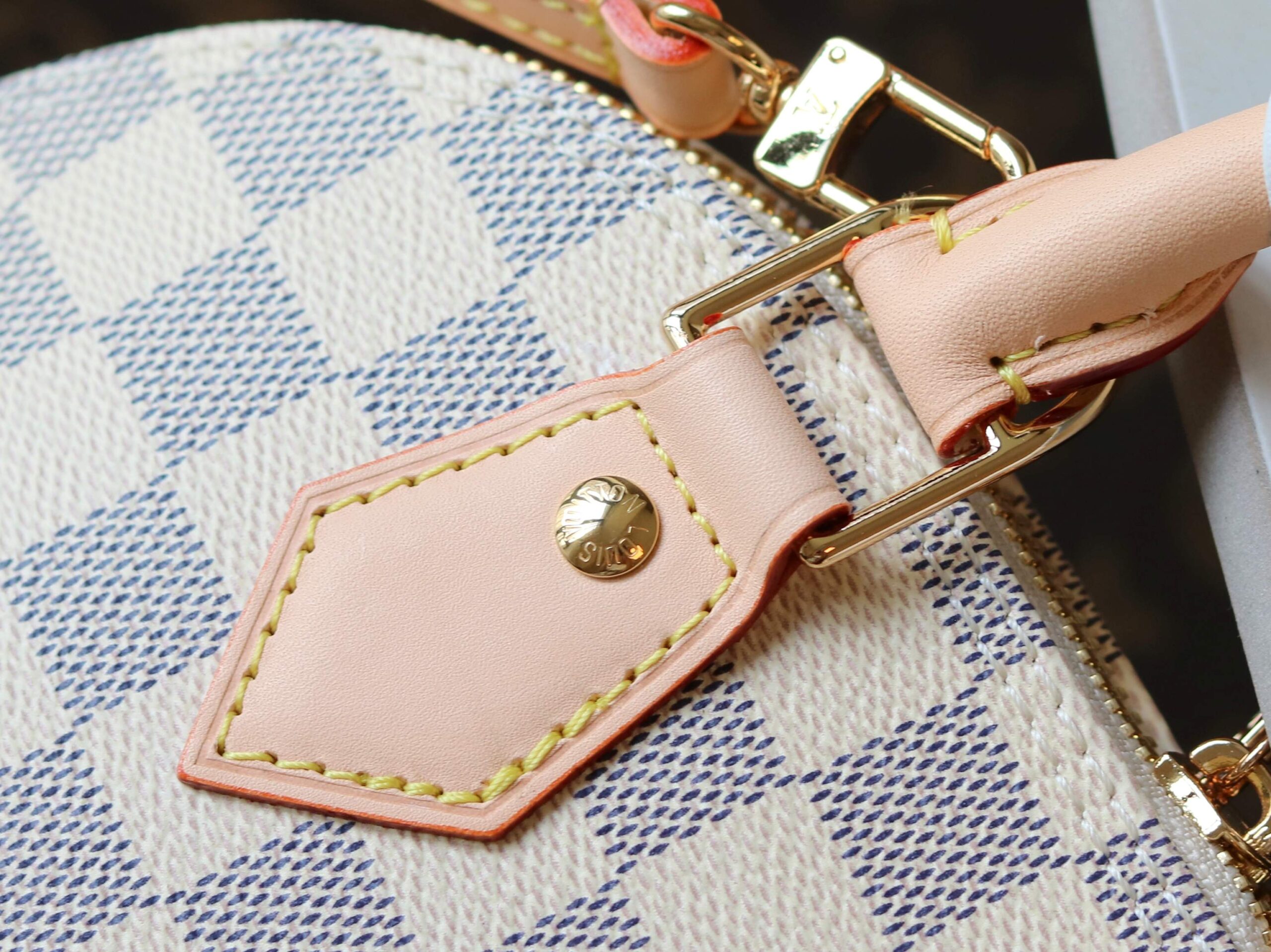 Louis Vuitton Alma BB Handbag in Damier Azur Canvas - Image 5