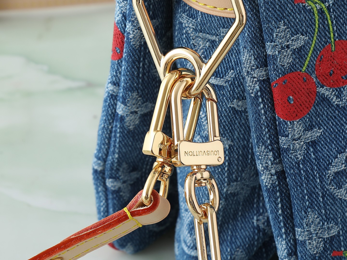 Louis Vuitton Coussin Small Shoulder Bag in Cherry Monogram Denim - Image 5