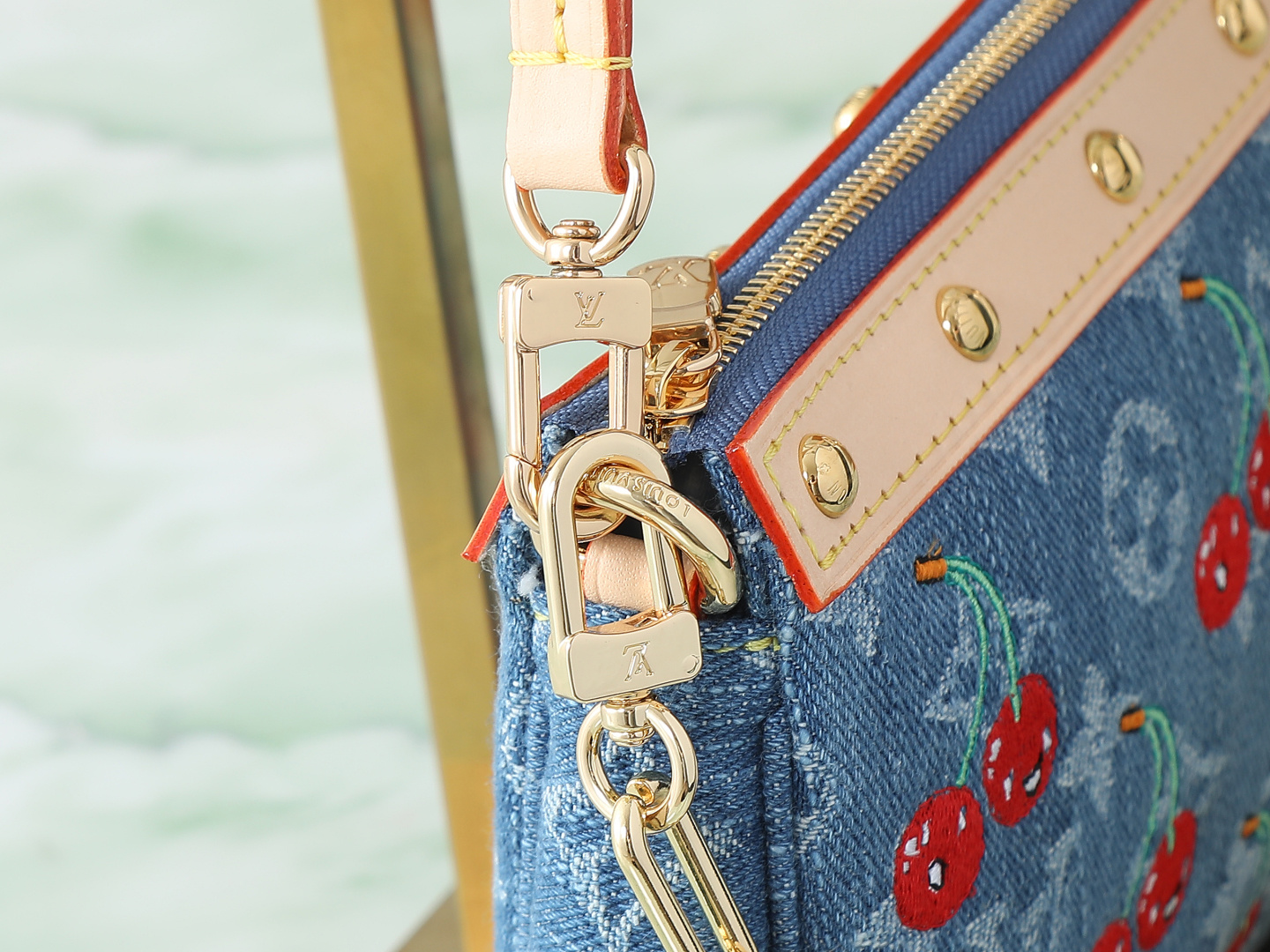 Louis Vuitton x Takashi Murakami Pochette Accessoires Denim Shoulder Bag - Image 5