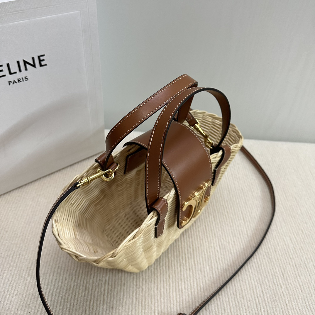 Woven Plant-Fiber Handbag with Natural Cowhide Trim - Image 5