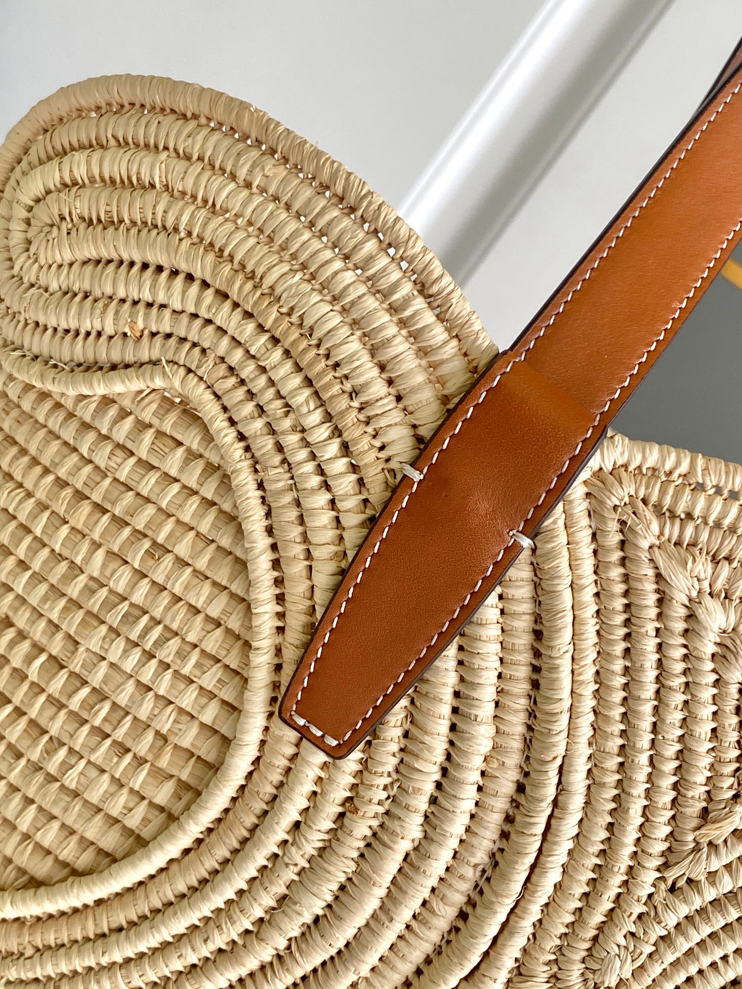 Celine Small Woven Natural-Fiber and Leather Tote Bag - Image 5