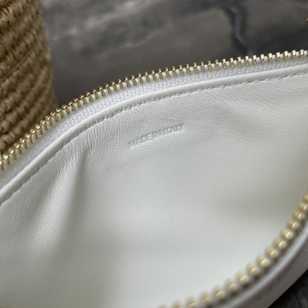 Celine Teen Woven Plant-Based Material and Leather Handbag - Image 5