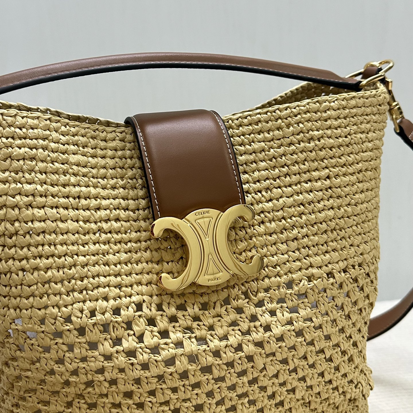 Celine Louise Large Raffia Woven Bucket Bag - Image 5