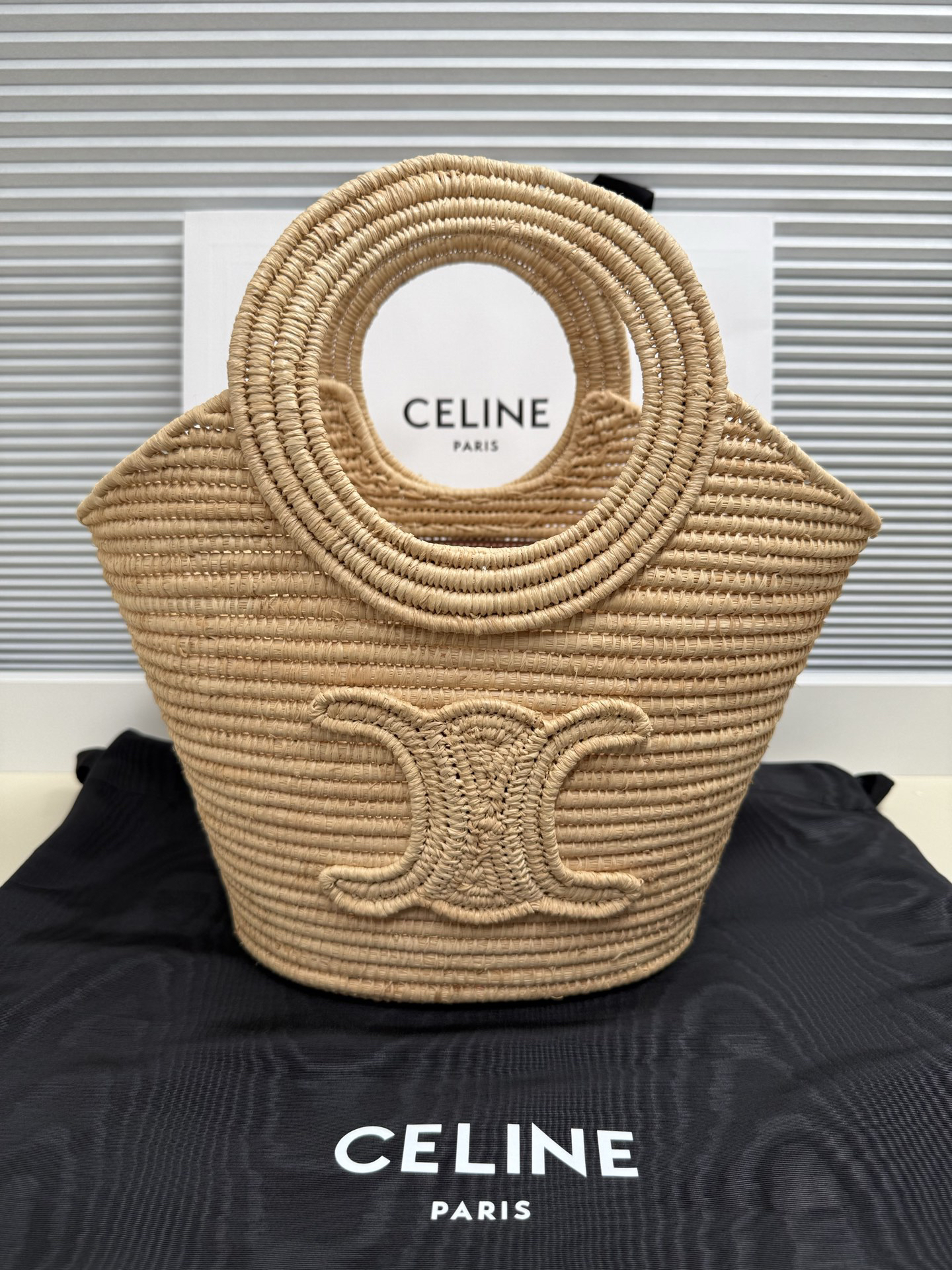 CELINE Raffia Woven Tote Bag - Image 5