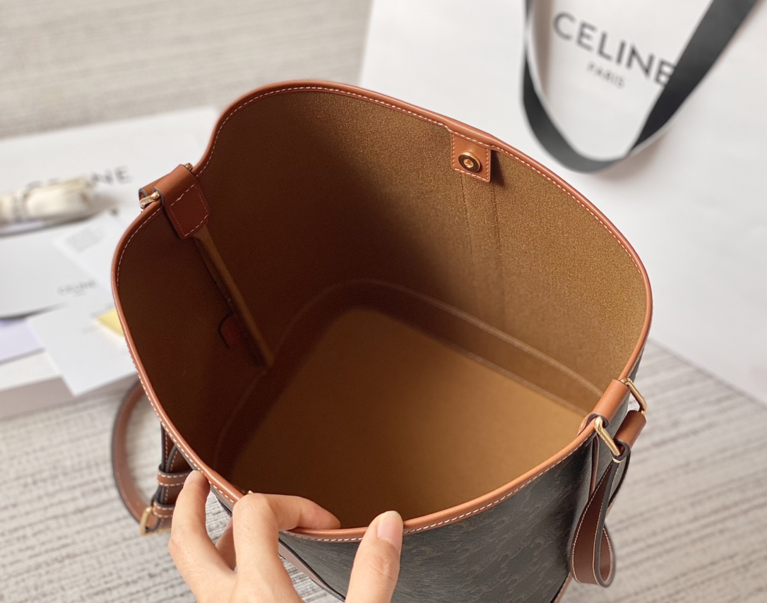 Celine Macadam Canvas Bucket Crossbody Bag - Image 5
