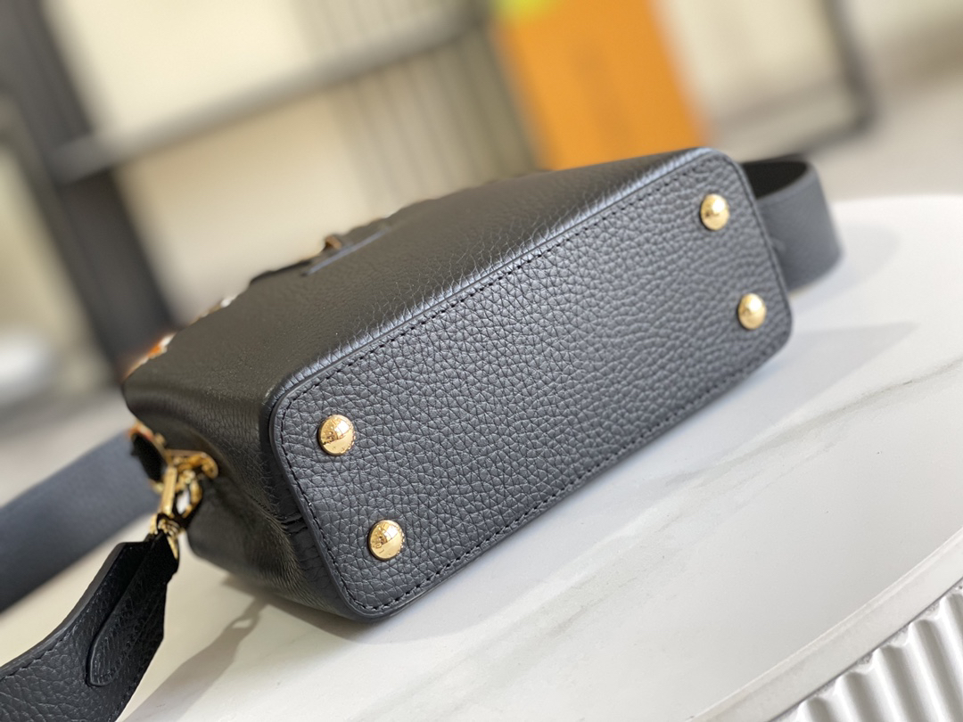 Louis Vuitton Capucines Mini Handbag in Black Leather with Gold-Tone Hardware - Image 5