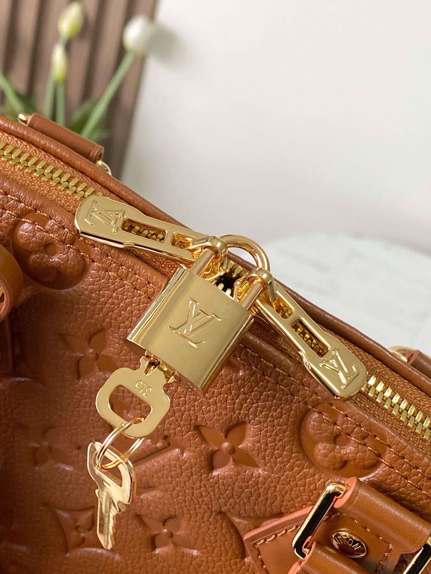 Louis Vuitton Alma BB Brown Monogram Empreinte Leather Handbag - Image 5