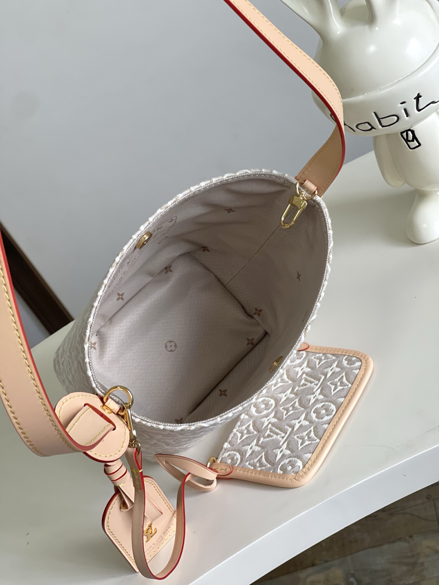 Louis Vuitton All In BB Crossbody Bag – White Embroidered Canvas - Image 5