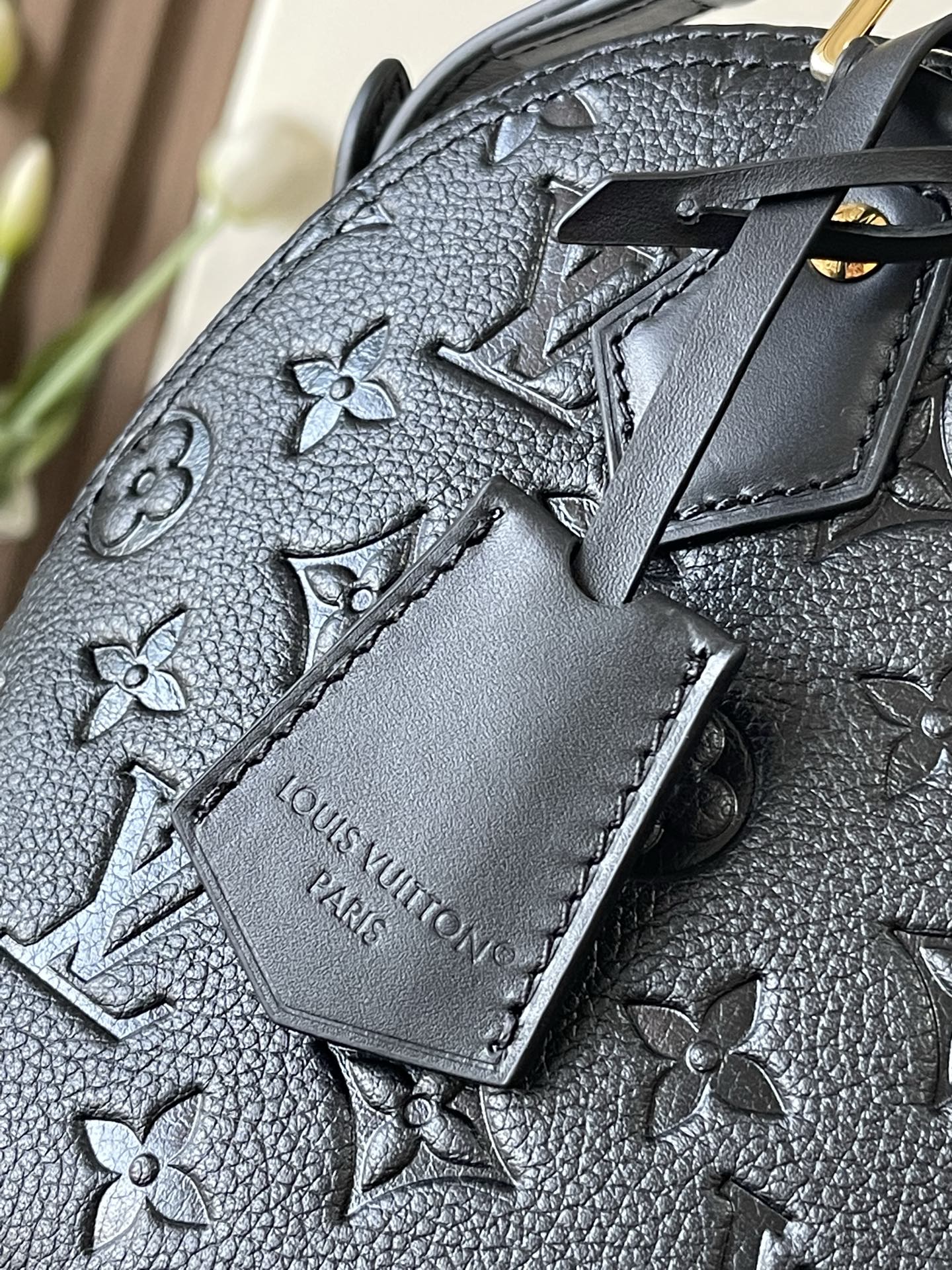 Alma BB Handbag in Black Embossed Leather - Image 5