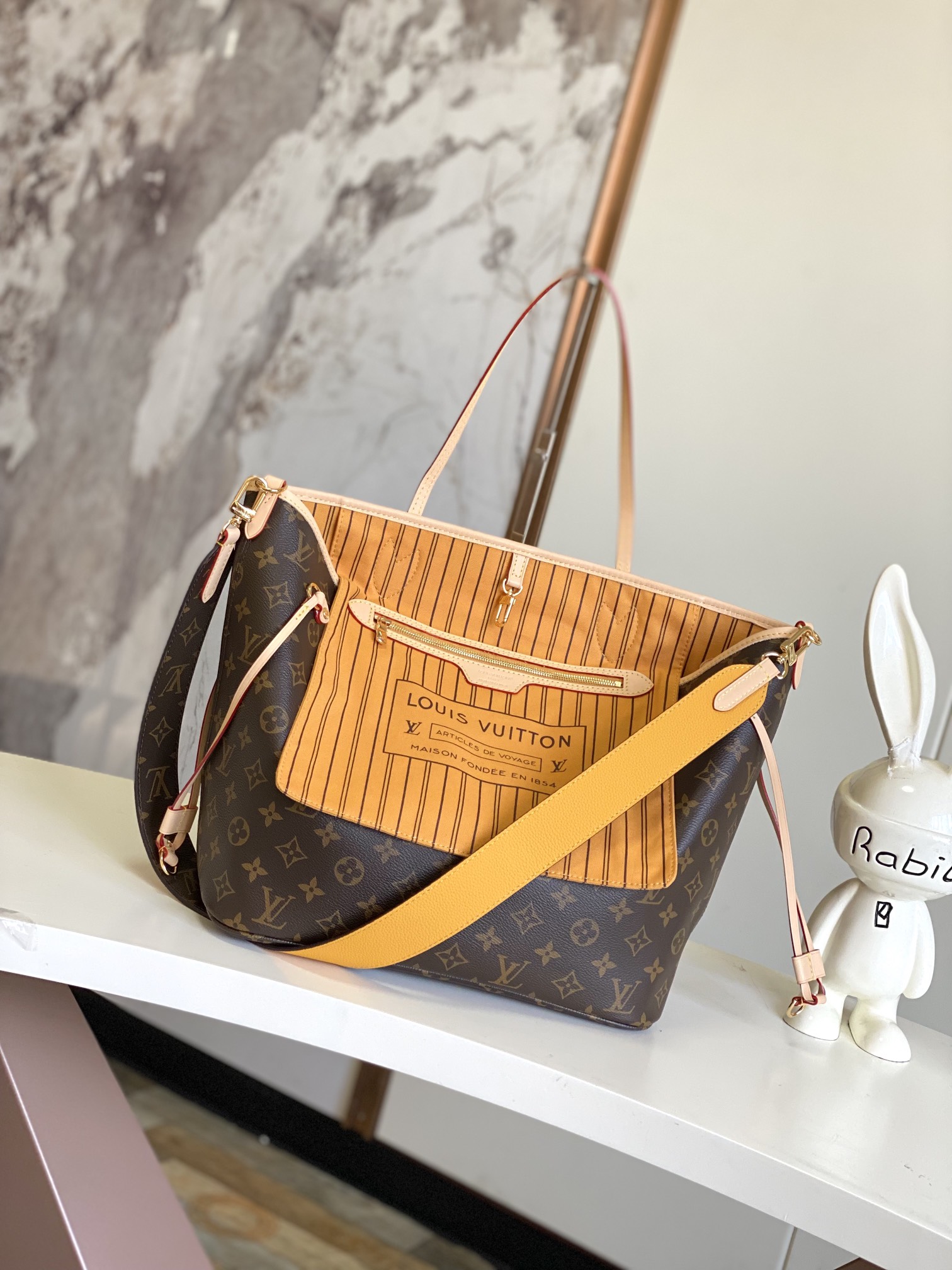 Louis Vuitton Neverfull MM Damier Azur Canvas Tote Bag - Image 5