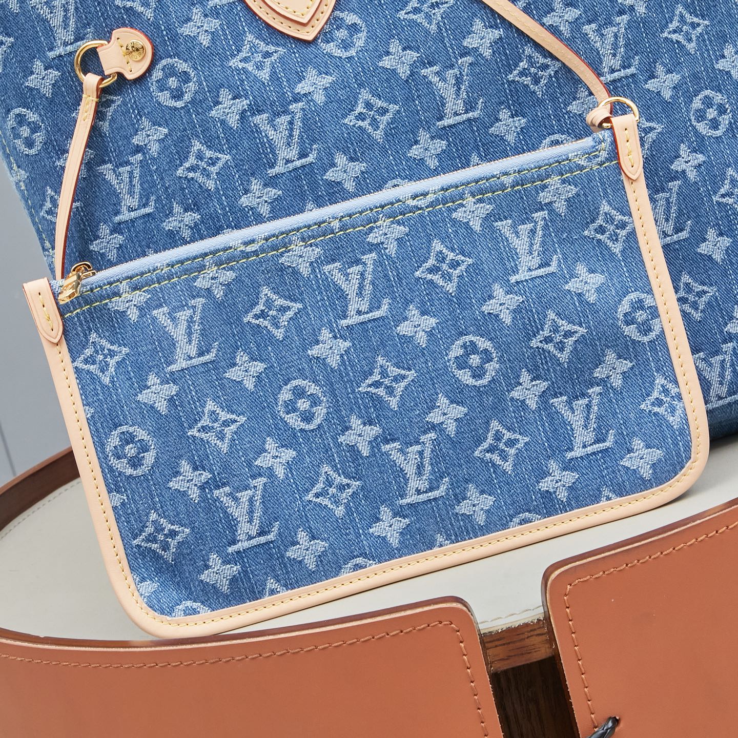 Neverfull MM Monogram Denim Canvas Tote Bag - Image 5
