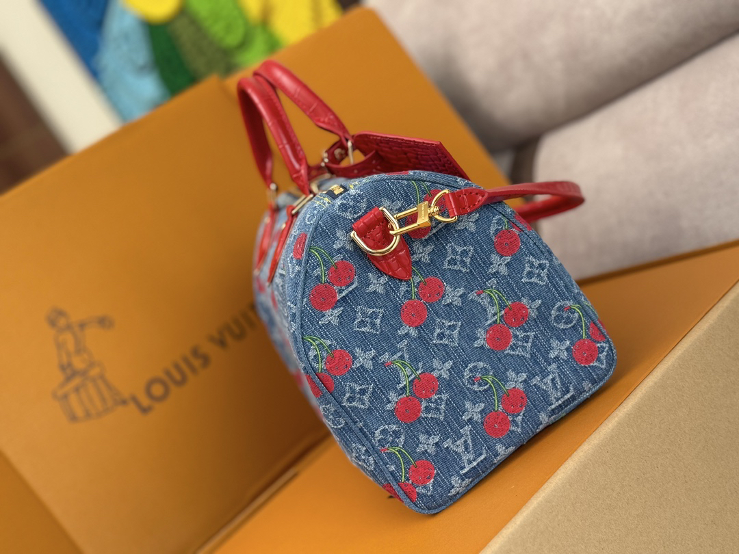 Louis Vuitton x Takashi Murakami Monogram Denim Cherry Bag M87627 - Image 5