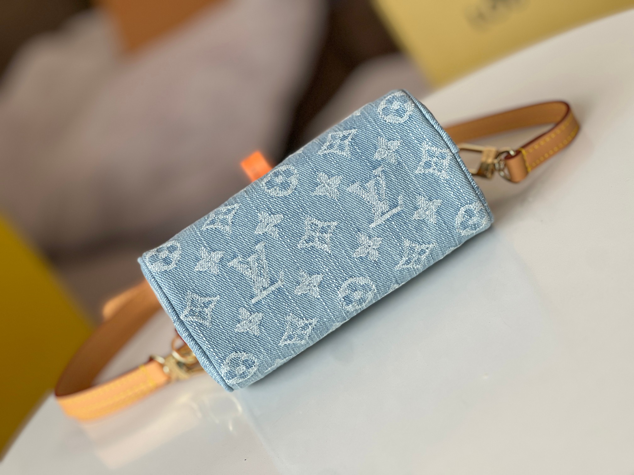 Nano Speedy Handbag in Light Blue Denim - Image 5