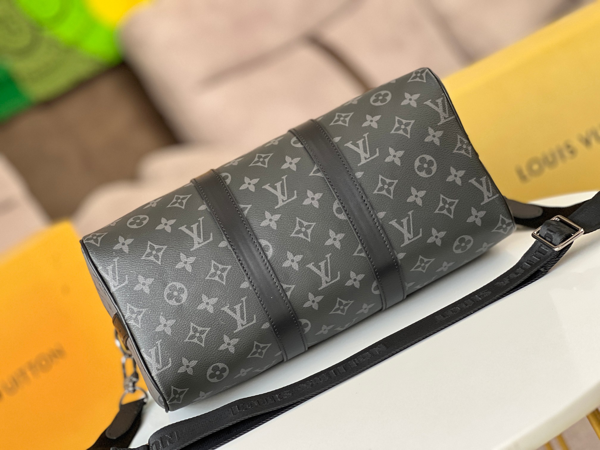 Louis Vuitton Keepall 35 Travel Bag in Monogram Eclipse Canvas - Image 5