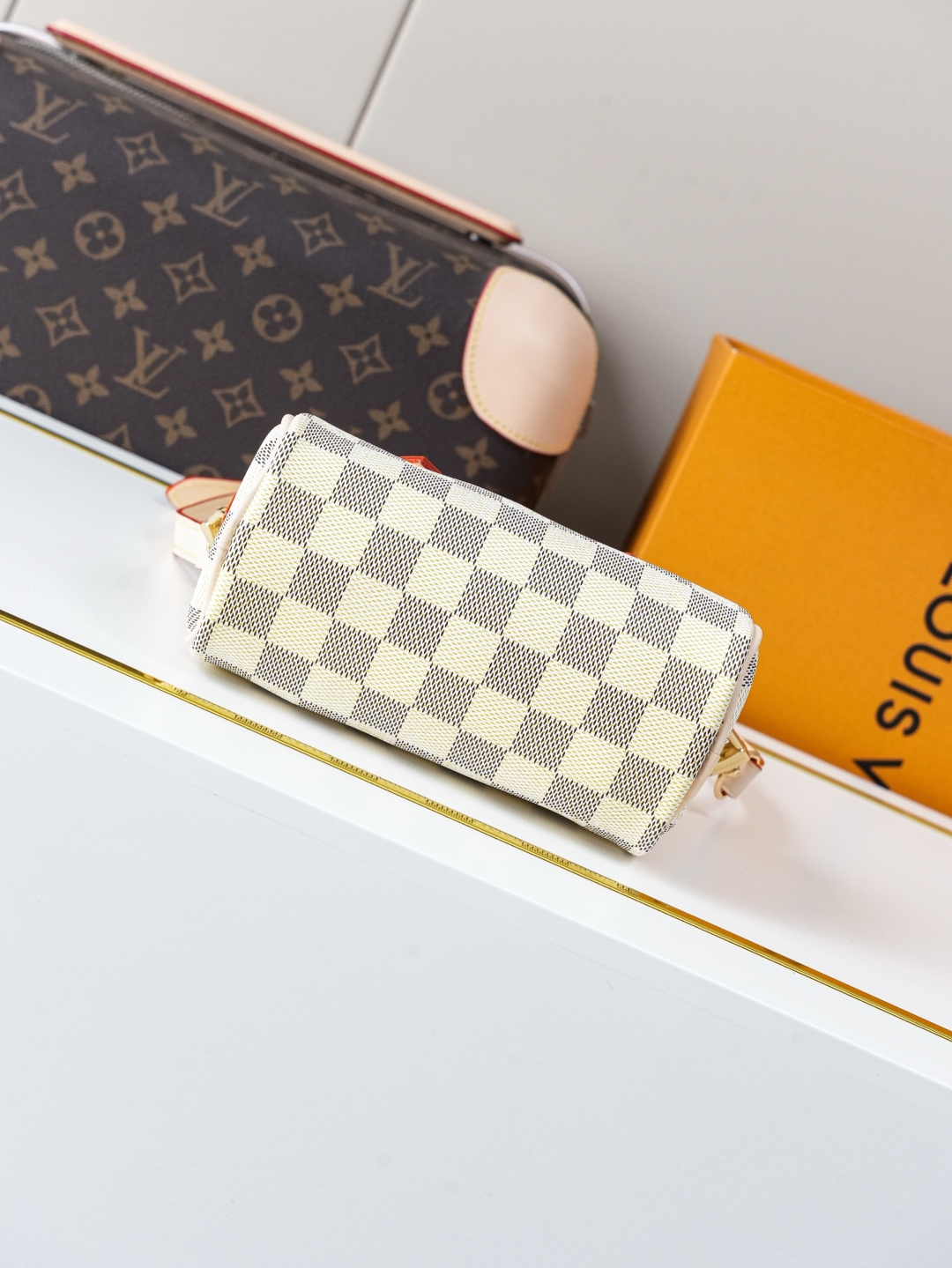 Louis Vuitton Nano Speedy Handbag in Damier Azur Canvas - Image 5