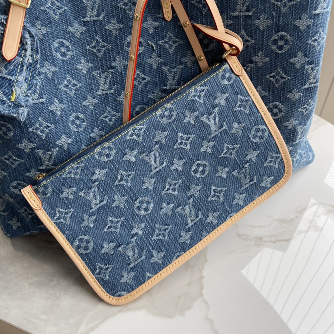 Louis Vuitton CarryAll Medium Denim Tote Bag - Image 5