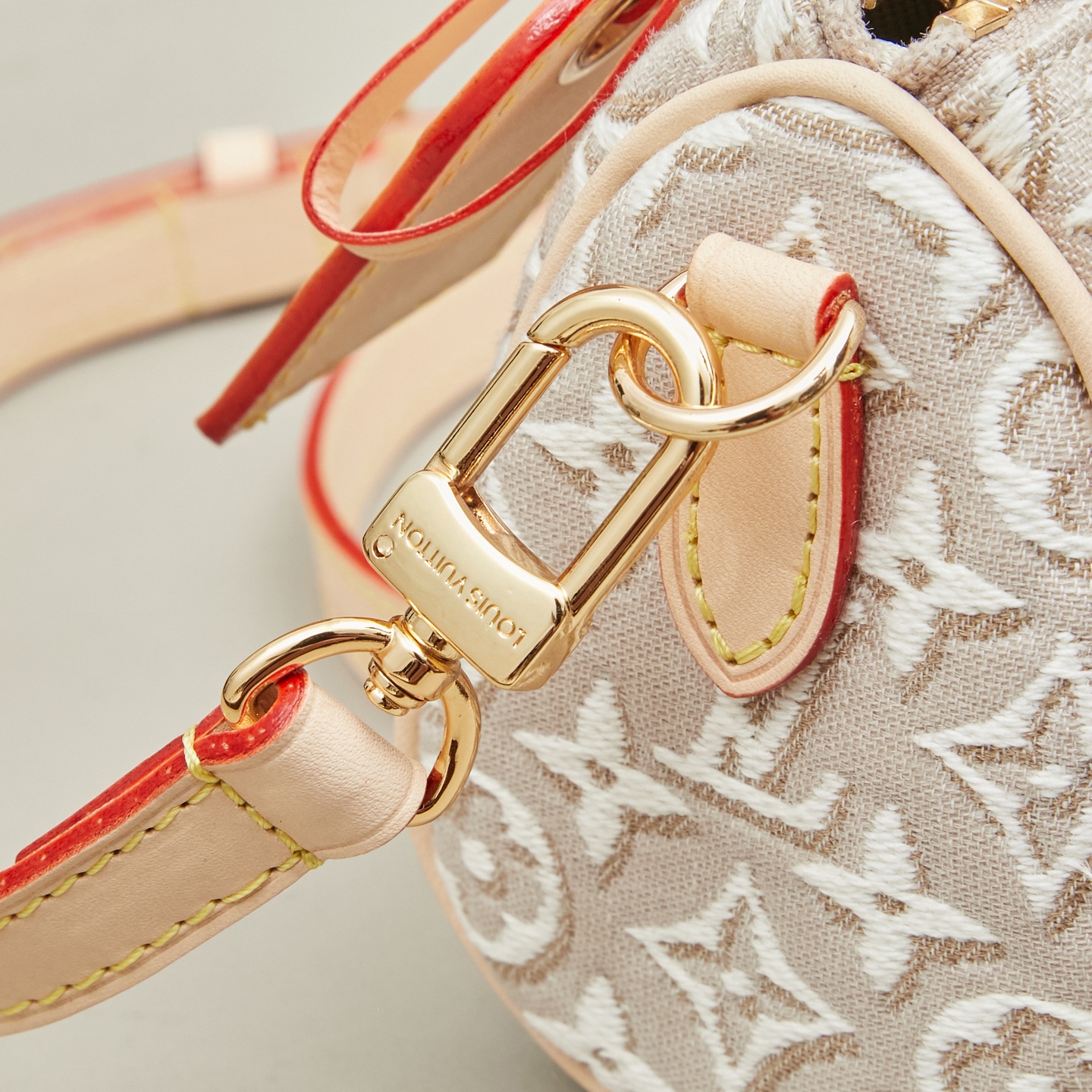 Louis Vuitton Nano Speedy Mini Handbag in White Jacquard Denim - Image 5