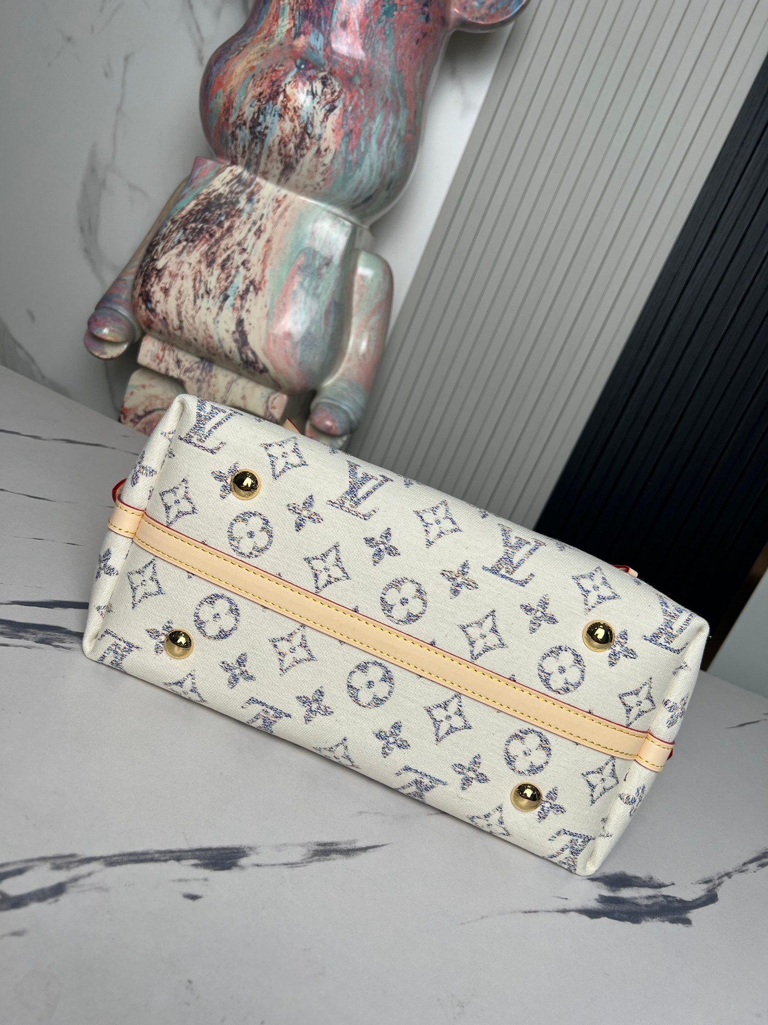 Louis Vuitton CarryAll Small Handbag in White Denim – Nautical Collection - Image 5