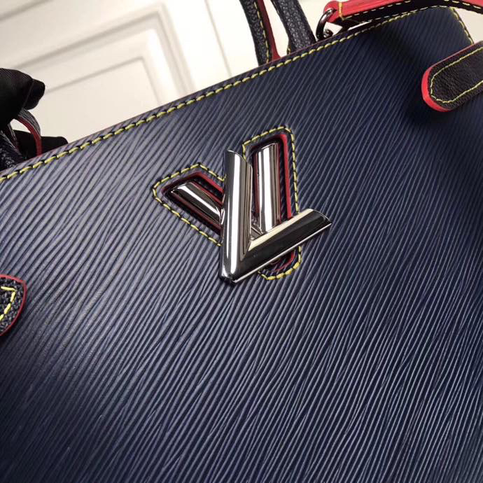 Louis Vuitton Twist Tote Blue Leather Bag M54810 - Image 5