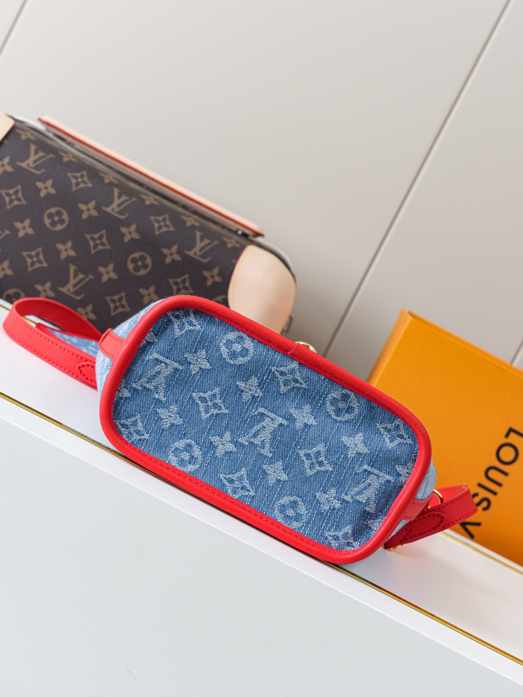 Louis Vuitton Neverfull Inside Out BB Monogram Cherry Denim Handbag - Image 5