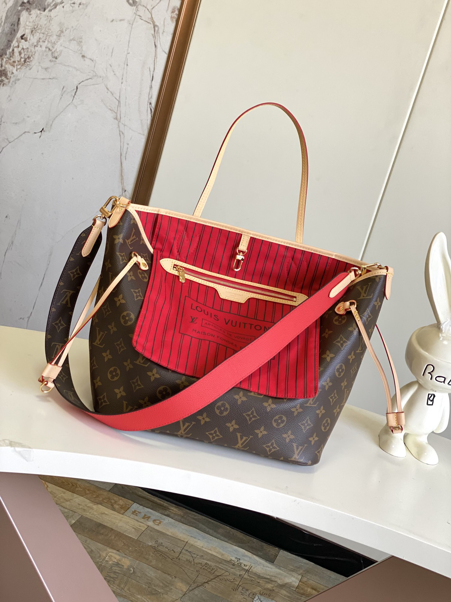 Louis Vuitton Neverfull MM Tote Bag in Damier Azur Canvas - Image 5