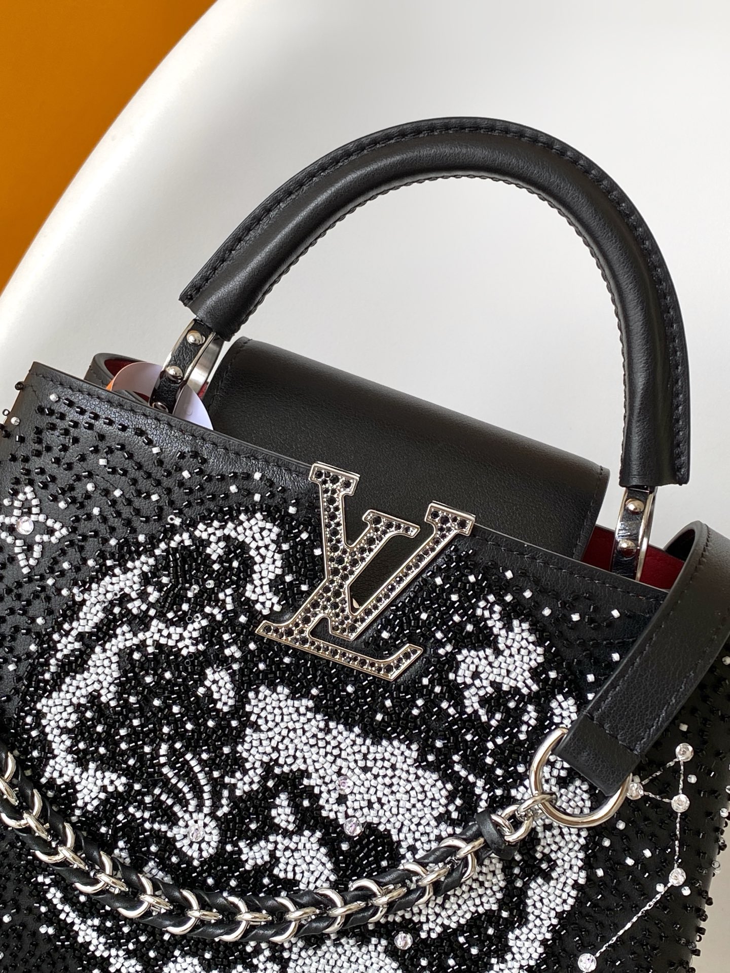 Louis Vuitton Capucines Mini Handbag – Black and Off-White - Image 5