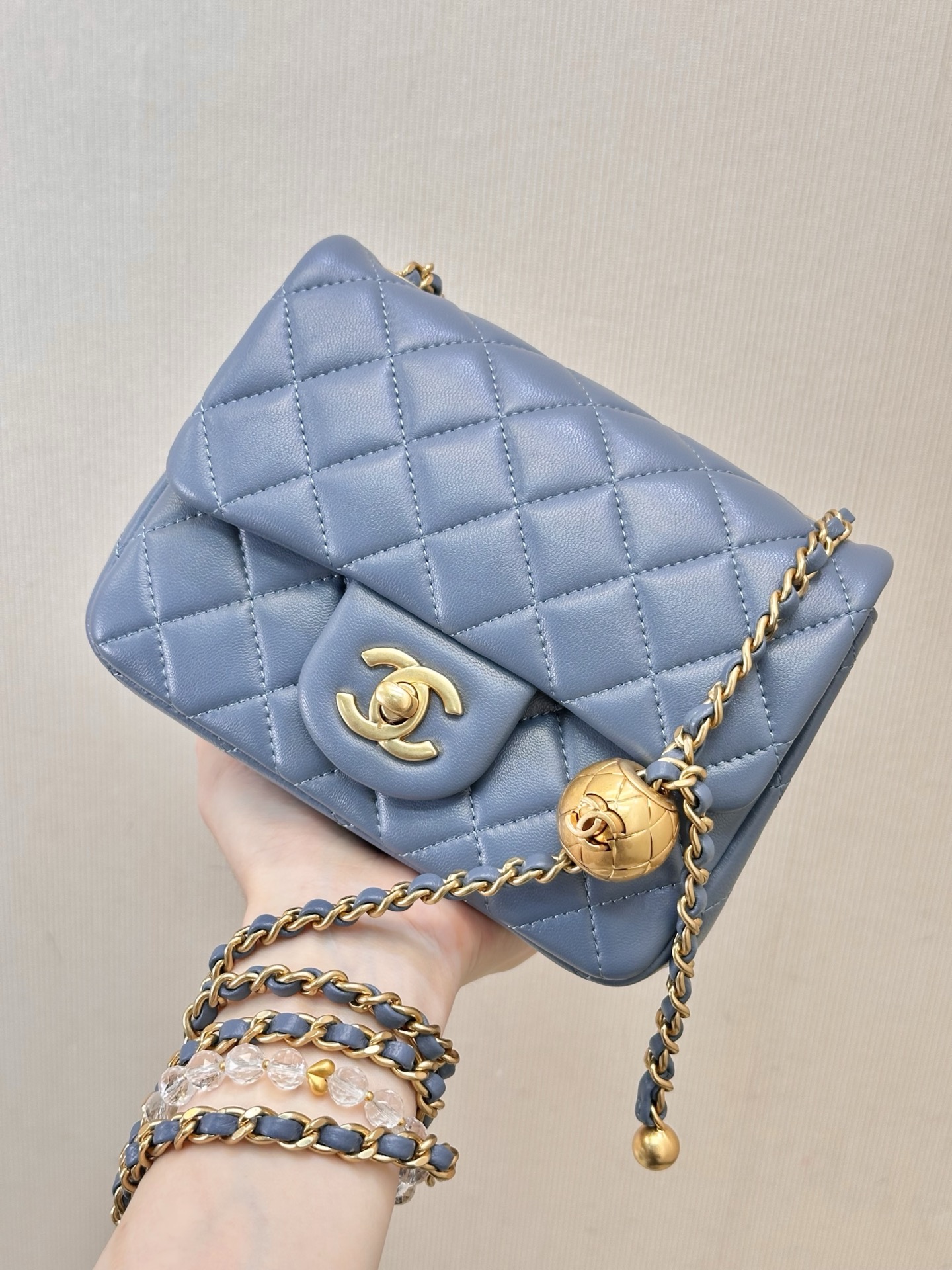 Chanel Small Ball-Detail Leather Crossbody Bag - Image 5
