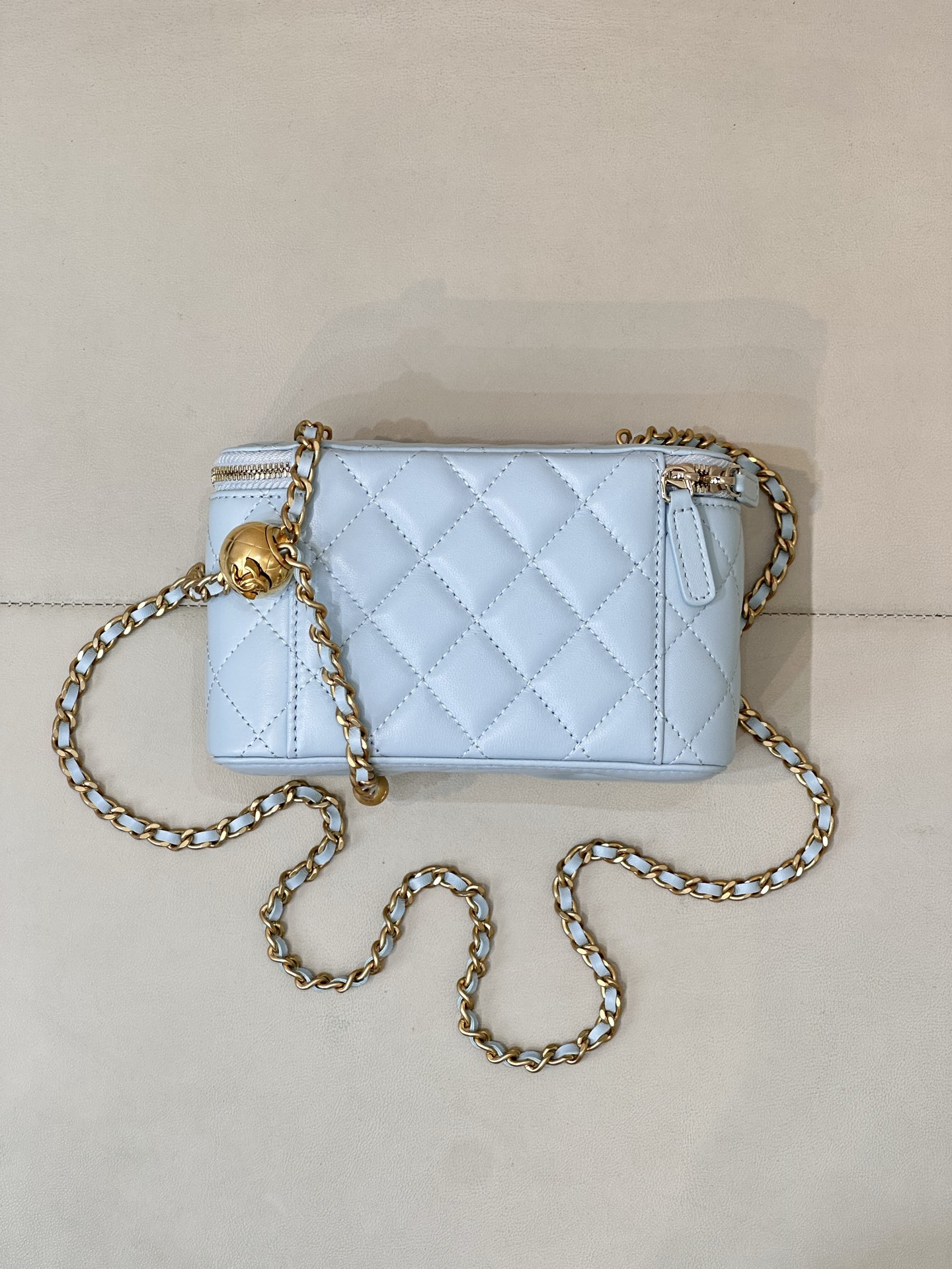 Chanel Mini Gold Ball Square Lambskin Shoulder Bag - Image 5