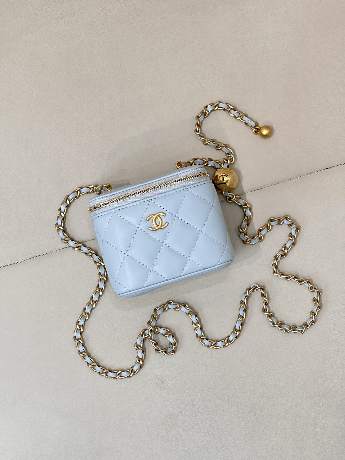 Chanel Mini Ball Chain Lambskin Crossbody Bag - Image 5